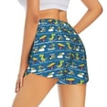 thumbnail image 3 of Vsdgher Dinosaur on the Beach Vacation Print Women's Running Double Layer Shorts High Waisted with Pockets Elastic Yoga Workout Athletic Gym Sports, 3 of 8