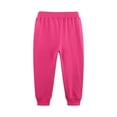 thumbnail image 5 of qolati Baby Boys Girls Sweatpants Cotton Toddler Joggers Pants Cute Embroider Printed Elastic Waist Drawstring Athletic Pants with Pockets Hot Pink 2 Years, 5 of 6