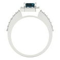 thumbnail image 4 of Clara Pucci 14K White Gold Solid Gold LondonBlueTopaz Solitaire with Accents Anniversary Ring for Women - 1.92 cttw Emerald Cut, 4 of 8