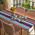 thumbnail image 3 of Modern Bohemian Table Cloths for 4 Foot Rectangle Tables, Minimalist Abstract Boho Paisley Orange Red Patio Waterproof Elastic Fitted Tablecloths, Washable Rectangular Table Cover for Camping, 3 of 8