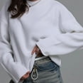 thumbnail image 4 of Womens Solid Color Soft Knit Sweaters Long Sleeve Crew Neck Pullover Sweater Casual Basic Loose Fit Sweater Tops, 4 of 7