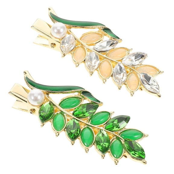 Homoyoyo 2pcs Rhinestone Hair Barrettes Elegant Hair Clips for Weddings Parties Everyday Wear White Accessories