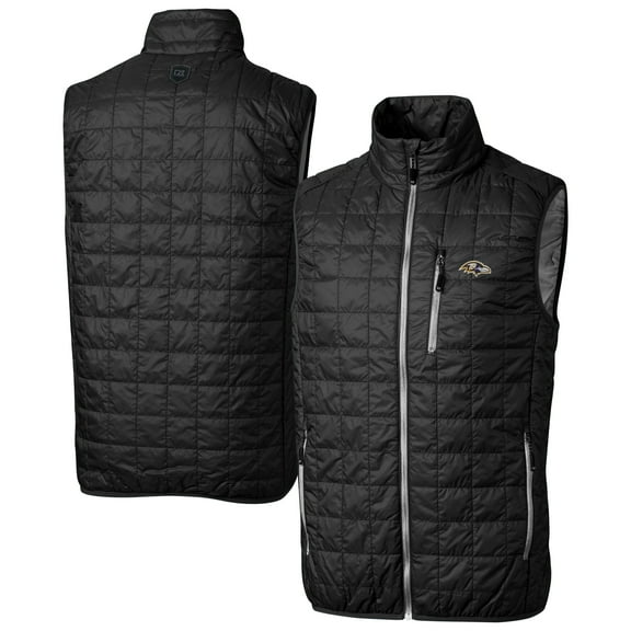 Men's Cutter & Buck Black Baltimore Ravens Big & Tall Rainier PrimaLoft Eco Insulated Full-Zip Puffer Vest
