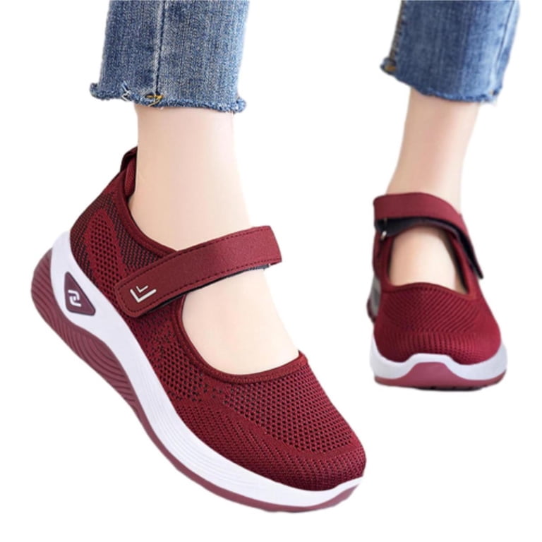 RUIYANQI Women's Orthopedic Mary Jane Sneakers Hook Loop Strap