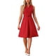 thumbnail image 1 of Vestido de oficina inspirador CHIC para mujer, vestido sin mangas con cinturón y escote en V, color rojo M, 1 of 5