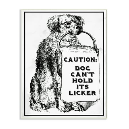Dog Puppy Wall Plaque The Stupell Home Decor Collection Caution Dog Can't Hold His Licker Liquor Oversized Wall Plaque Art ()