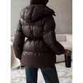 thumbnail image 6 of Womens Long Padded Jacket Coat - Midweight Long Parka Length Hooded Zipper Snow Winter Jackets for Women Brown M, 6 of 9
