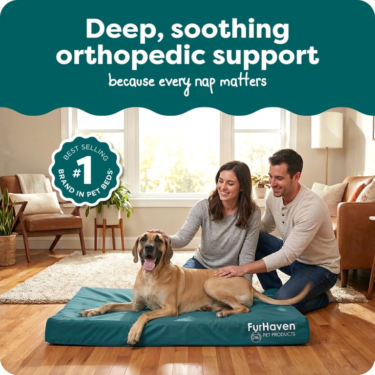 FurHaven Water-Resistant Orthopedic Dog Bed, XXL, Deep Lagoon photo 2