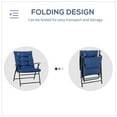 thumbnail image 4 of Outsunny Foldable Lounge Chair, Fabric Upholstered Recliner, Outdoor Lounger with Armrest, Metal Frame Camping Beach Chair for Poolside, Deck, Backyard, Blue, 4 of 9