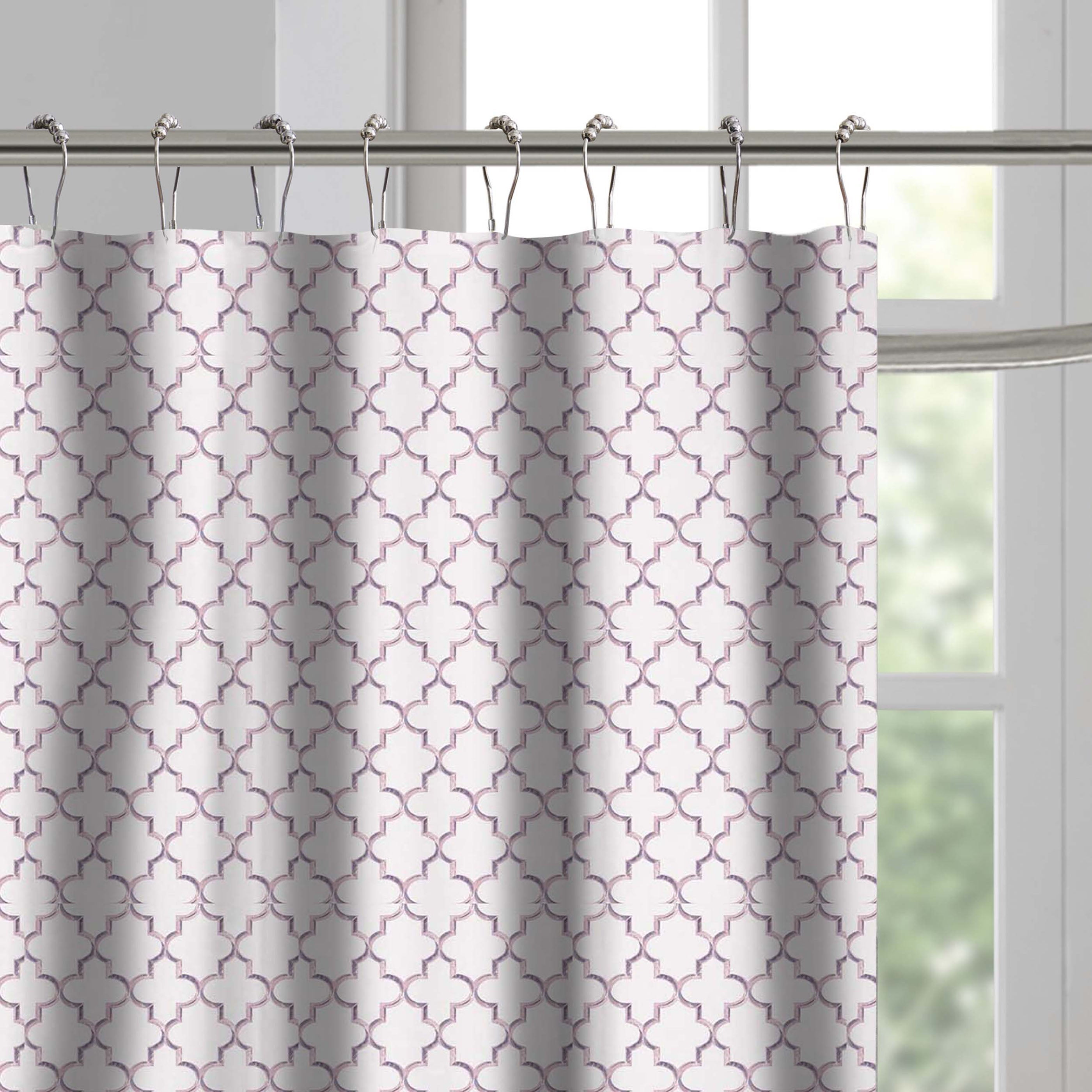 Ogee Purple Elsa Water Repellent Shower Curtain 72"X72", Free 12-Piece Shower Curtain Rings