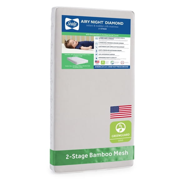 Sealy Baby Diamond Air 2-Stage Infant and Toddler Crib Mattress with Breathable Bamboo Mesh