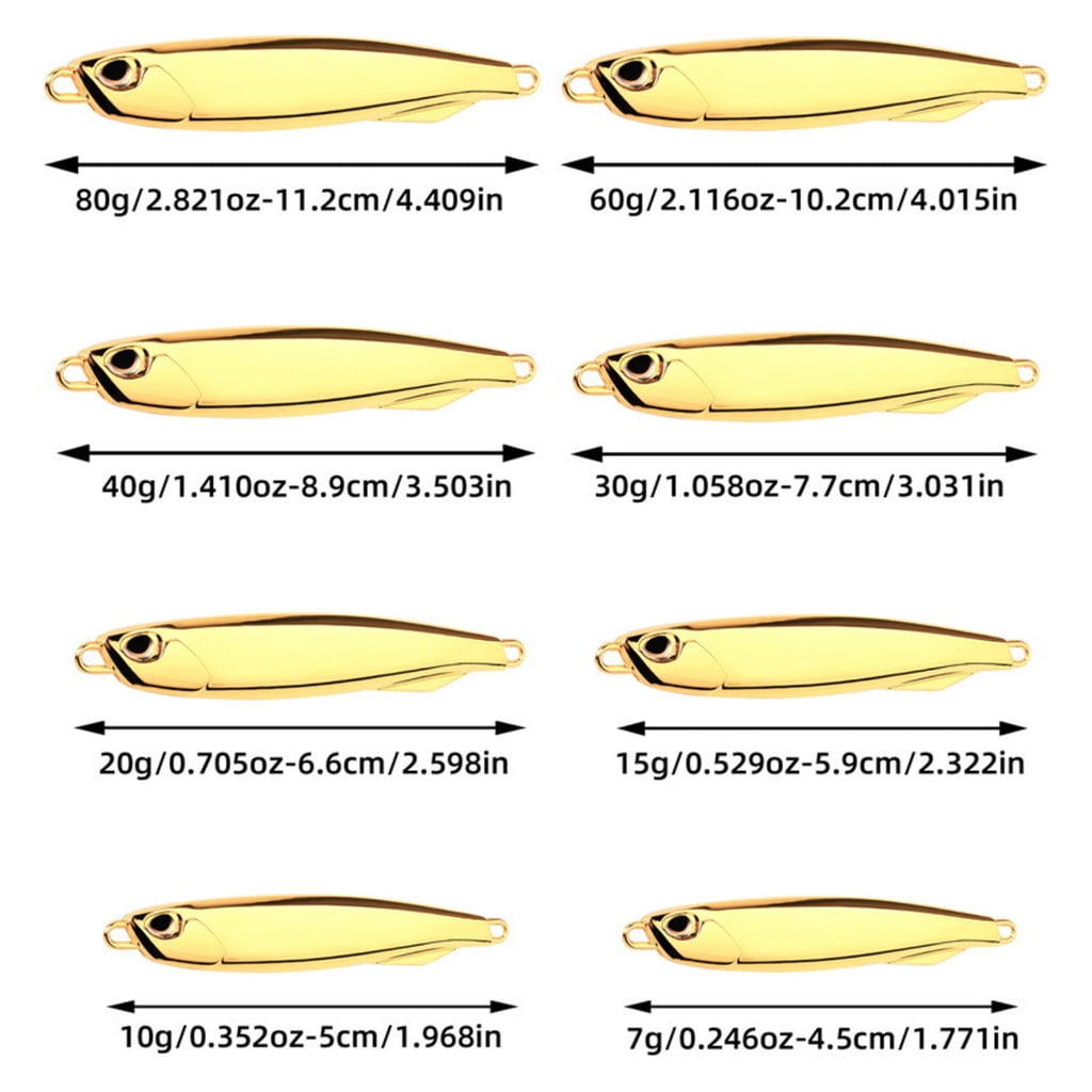 WINDLAND 8Pcs Spoon Metal Jigs Fishing Lures Artificial Baits 3D Eyes Fishing Jigs Baits Fishing Tackle for Freshwater Seawater