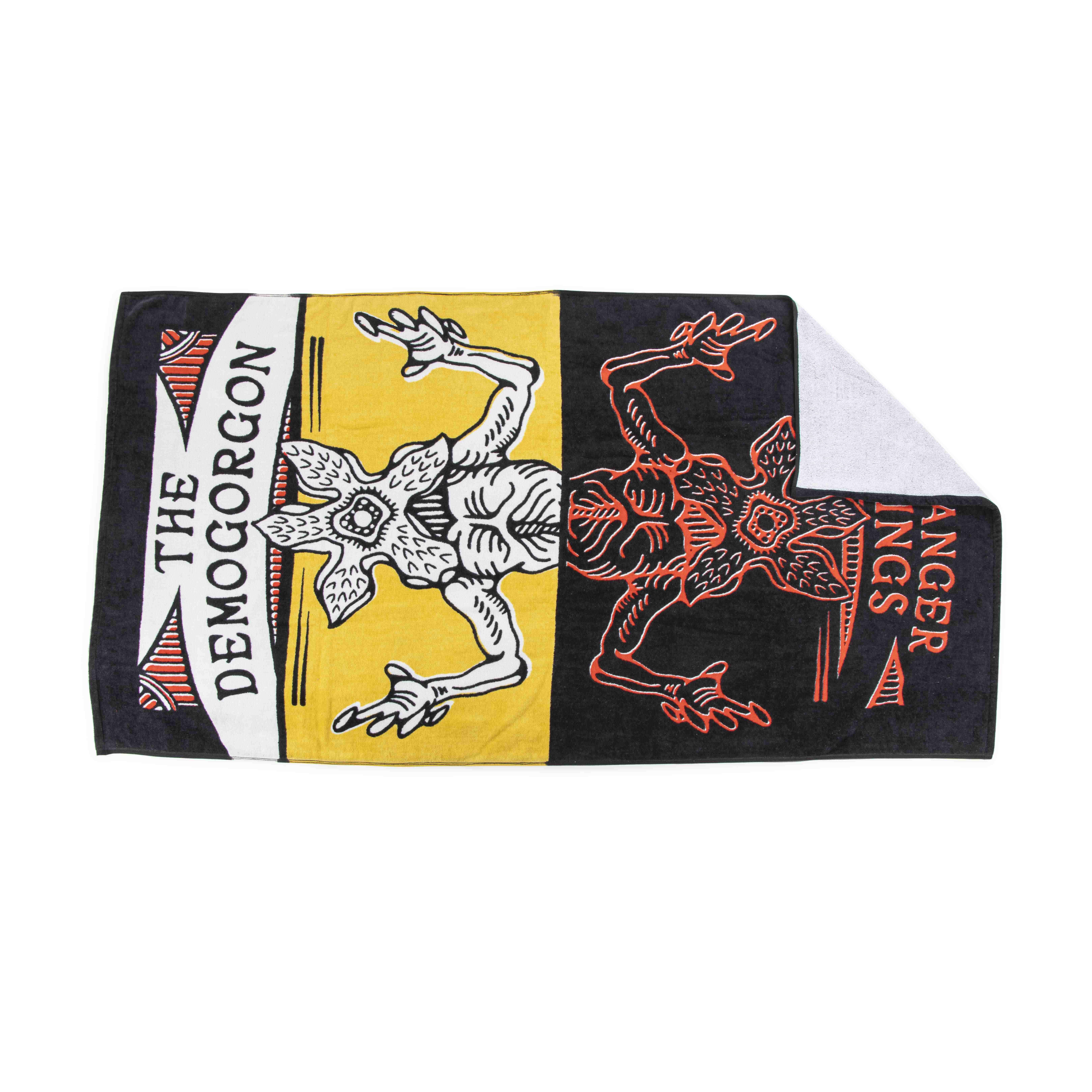 Stranger Things The Demogorgon 34" x 64" Oversized Bath Towel, Cotton, Red and Yellow, Netflix