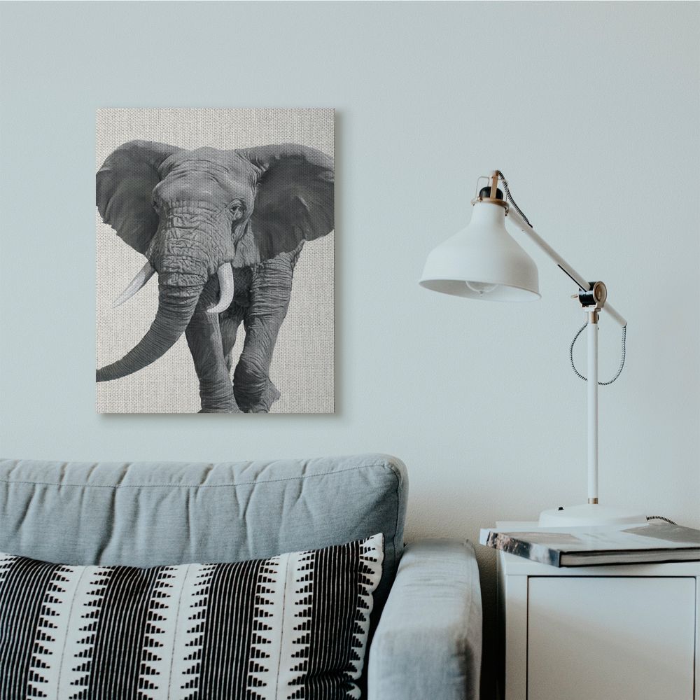Stupell Industries Elephant Marching Animal Painting Canvas Wall Art by Ziwei Li, 24" x 30"