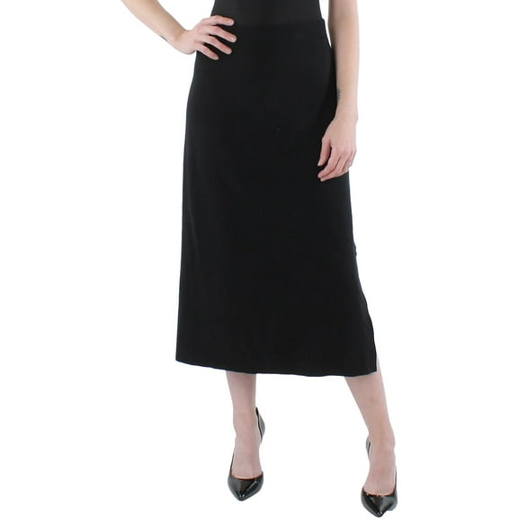 Anne Klein Cotton Blend Sweater Knit Midi Skirt Anne Black XL