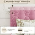 thumbnail image 2 of IDEALHOUSE Pink King Bed Frames, Velvet Upholstered Platform, Diamond Block Headboard, Sturdy Metal Wood Slats, Quiet Sleep, Modern Bedroom Furniture, for Adults, Teens, 2 of 8