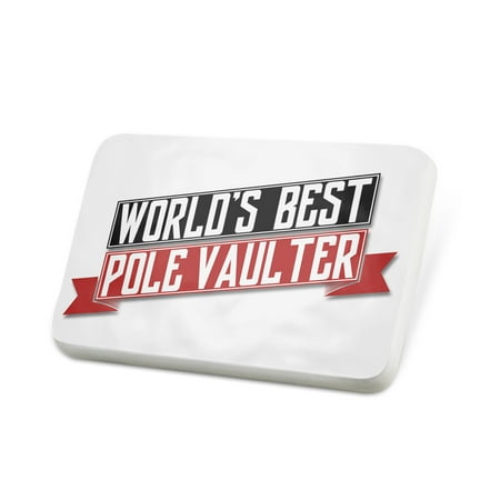 Porcelein Pin Worlds Best Pole Vaulter Lapel Badge –