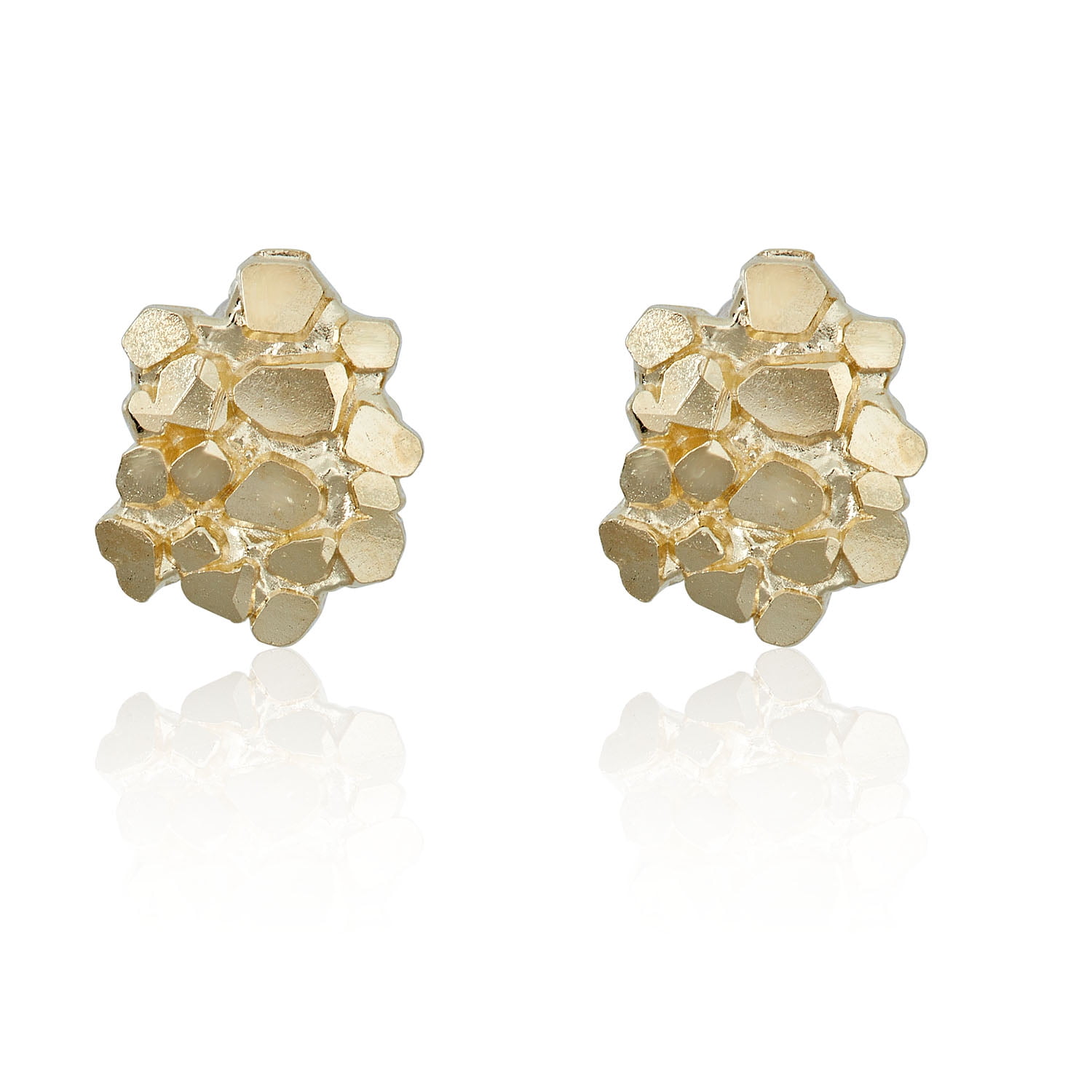 10k Yellow Gold Nugget Stud Earring for Men Women and Children Walmart