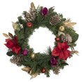 thumbnail image 2 of Northlight Decorated Red Poinsettia and Rose Artificial Christmas Wreath, 24-inch, Unlit, 2 of 8