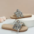thumbnail image 5 of Anuirheih Slip on Sandals Women,Women's Floral Cloth Sandals Straight Line Shoes Retro Woven Flat Bottomed Slippers(Blue), 5 of 7