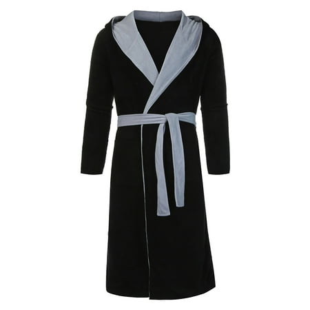 

Men s Winter Lengthened Plush Shawl Bathrobe Home Clothes Long Sleeved Robe Coat