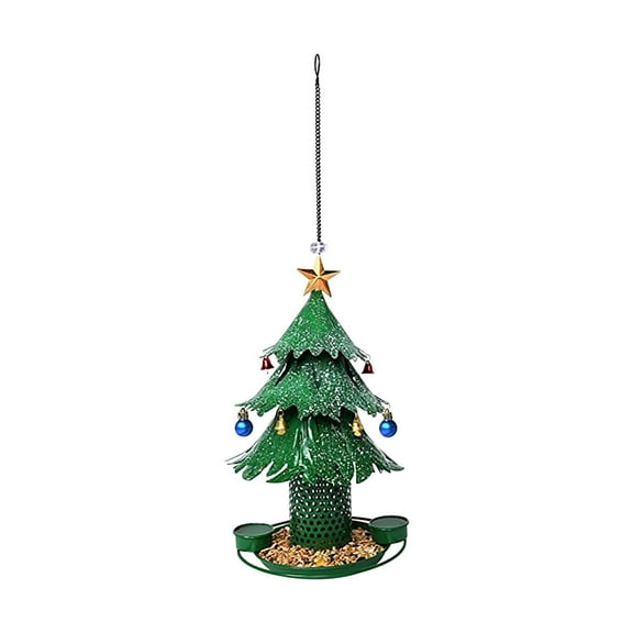 Christmas Tree Bird Feeder, Outdoor Hanging Bird Feeder, Handcrafted Metal Christmas Tree Feeder with Rainproof Design and Easy Assembly, Durable Antioxidant Coated Garden Decoration for Birds