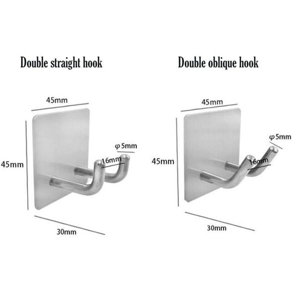 4 Pieces Stainless Steel 3M Adhesive Hook , Self-Adhesive Wall Hook Towel Holder Kitchen Bathroom , Towel Racks Hooks , Self-Adhesive , Double Hooks
