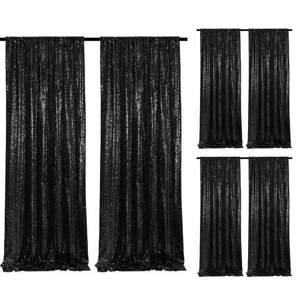Cortinas De Fondo De Lentejuelas Negras, 6 Piezas, 2 Pies X 8 Pies, Brillo, Cumpleaños, Boda, Fotografía, Decoración De Baby Shower, Tela De Fondo Para Decoración De Fiesta De Navidad