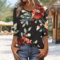thumbnail image 2 of CYMMPU Women's Summer Fall Tunic Tops Floral Printed Flowy Blouse 3/4 Length Sleeve Business Work Blouses Casual Shirts Basic Tees Button up Scoop Neck 2025 Clothes Black XXXL, 2 of 7