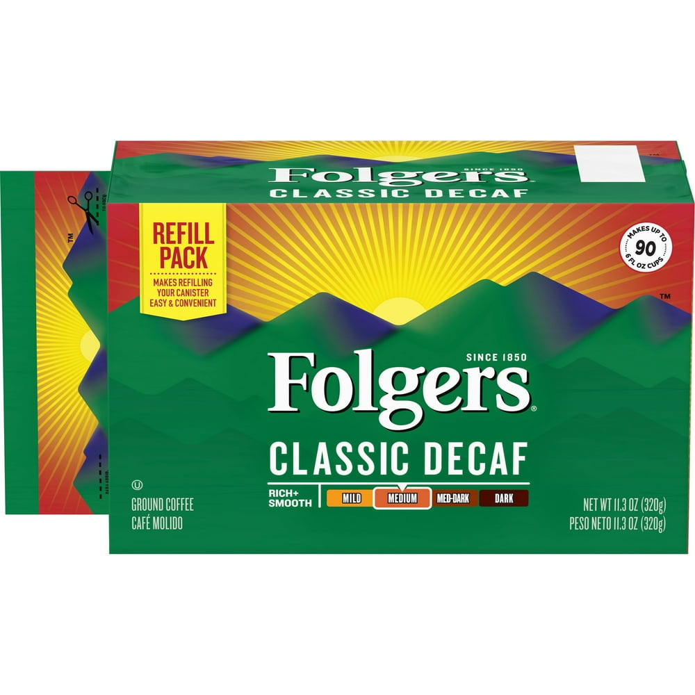 Folgers Classic Roast Decaffeinated Ground Coffee, 11.3Ounce Walmart