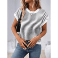 thumbnail image 7 of Cap Sleeve Casual Striped Color Block Sweater White M, 7 of 7