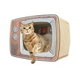thumbnail image 3 of Cartón corrugado del escondite de la cueva de la casa del gato para el sofá interior del coche de los muebles de los gatitos - televisor Sunnimix Casa de gato retro, 3 of 8