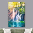 thumbnail image 2 of wall26 Canvas Print Wall Art Morning Sunlight Forest River Waterfall Nature Wilderness Photography Realism Decorative Landscape Relax/Calm Zen Multicolor for Living Room, Bedroom, Office - 32"x4, 2 of 5