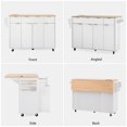 thumbnail image 5 of 55.5'' Kitchen Island with Storage, Rolling Kitchen Cart with Drop Leaf, Power Outlet USB Port, 4 Doors 3 Drawers, Faux Marble Top, Fluted Design, White, 5 of 15