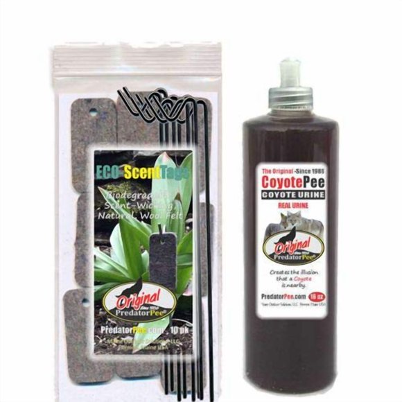 PredatorPee Original Coyote Urine 16oz EZ Squeeze Bottle Combo with Eco ScentTags