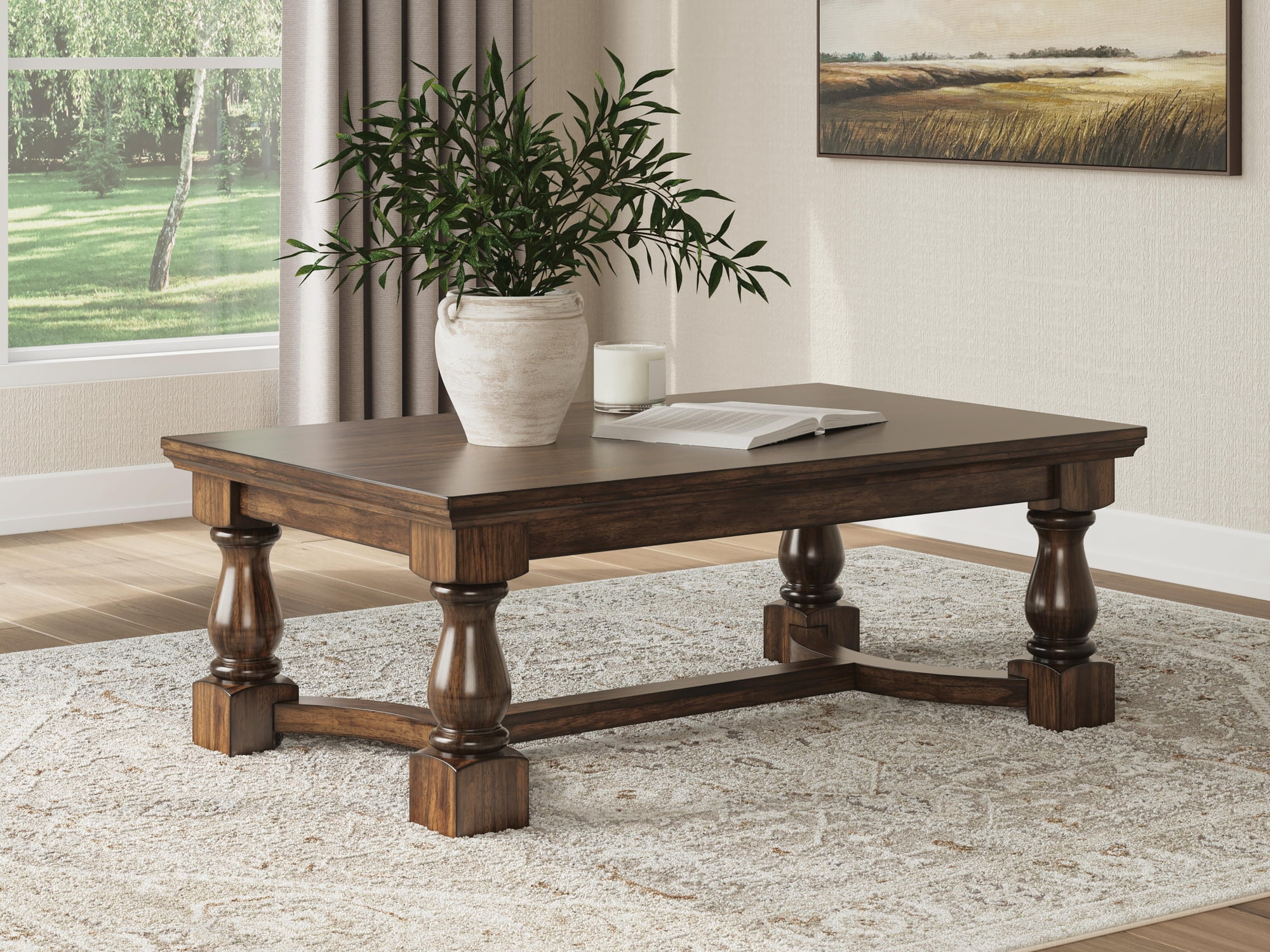 Signature Design by Ashley Korestone Coffee Table, Dark Brown, Contemporary Living Room Center Table