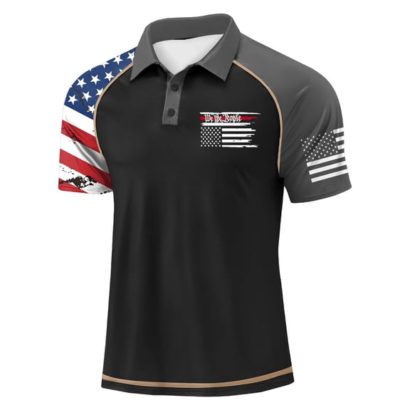 LNZGNM Patriotic Polo Shirts for Men Flag Print Lapel Golf Shirt 250th Anniversary Short Sleeve Golf Polos Stylish Memorial Day Pullover,Dark Gray 3XL