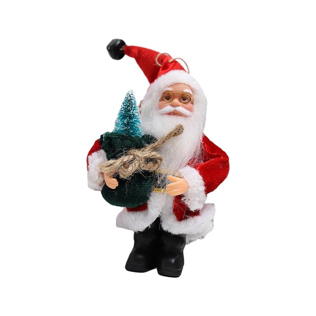 Adorno colgante navideño de Papá Noel de peluche de 7,5 pulgadas de alto y aspecto vívido. Estilo D