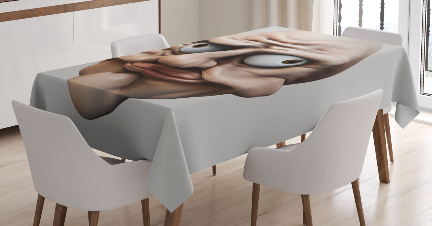Humor Decor Tablecloth, Grumpy Troll Face with Trippy Gestures