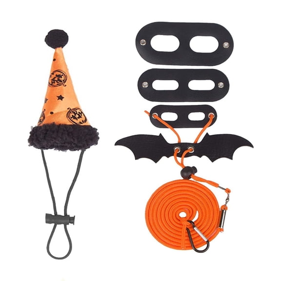 Adjustable Lizard Leash Set Bearded Dragon Harness Halloween Costume Hat 3 Sizes Soft Leather Vest Wing Decoration