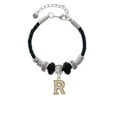 thumbnail image 2 of Delight Jewelry Goldtone Crystal Initial - R - Lil Sister Celtic Knot Leather Bead Bracelet, 7"+2" Extender, 2 of 4