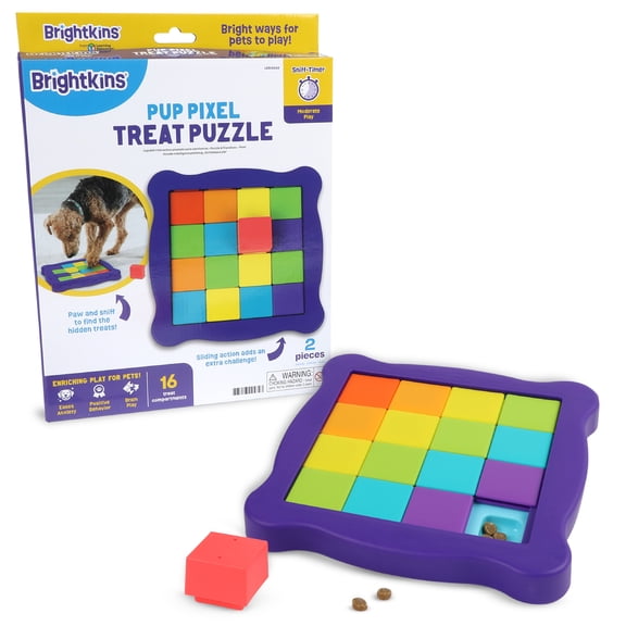 Brightkins Pup Pixel Treat Puzzle, Enrichment Outdoor Puzzle Board, Interactive Dog Toys