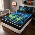 thumbnail image 3 of Manfei Cute Baseball Zipper Twin Comforter Sets with Fitted Sheet and 2 Pillowcases, Sport Number Six Seven Zipper Bedding Set, Black Blue Green, 3 of 7
