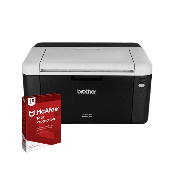 IMPRESORA MONOCROMATICA BROTHER HL1212W LASER + LICENCIA DIGITAL MCAFEE