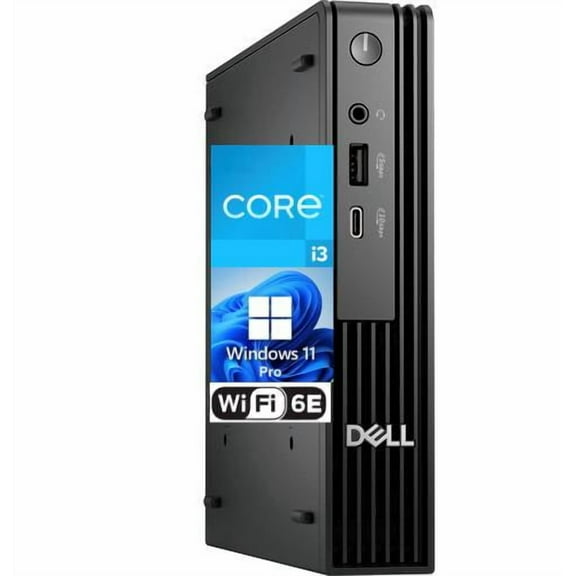 Dell Pro Micro Computer, Intel Core i3-14100T, 16GB RAM, 512GB NVMe SSD, USB Type-C, Built in AX WiFi, BT, Display Port, HDMI, Windows 11 Pro - AI Copilot, Black Desktop