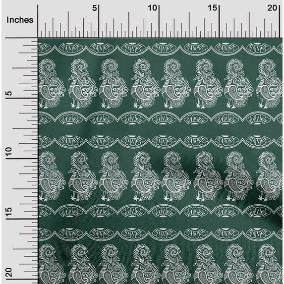 oneOone Cotton Cambric Fabric Floral & Bird Block Print Sewing Fabric BTY 56 Inch Wide