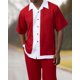 thumbnail image 4 of Nueva camiseta de moda de verano + pantalón, 2 piezas, camiseta + pantalón, moda para hombre, estilo Harajuku, retro, rayas verticales y horizontales, camisetas para hombre, 4 of 4