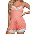thumbnail image 3 of DYMADE Women Summer Pajama Set 2Pcs Sets Lace V-Neck Cami Tank Tops Shorts Loungewear Sets Sleepwear, 3 of 5