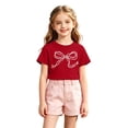 thumbnail image 4 of KHONTS Bowknot Cute Shirts for Girls Graphic Summer Shirt for Preppy Tshirt Summer Stylish Tops Red 140, 4 of 4