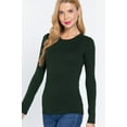 thumbnail image 3 of Simply Fashion Active Basic CrewNeck LongSleeve Slim Fit Cotton Tshirts,dark green,medium, 3 of 4